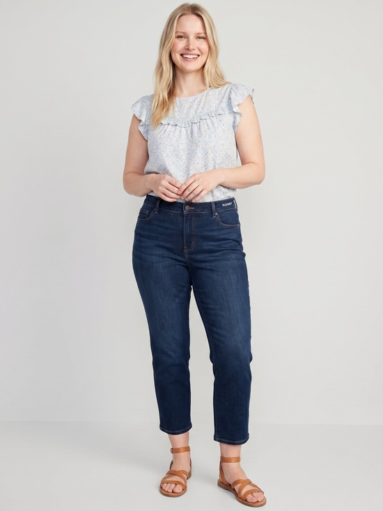 Old Navy Denim - Old Navy Power Slim Straight Jeans Dark Wash Stretch Cropped Denim Short